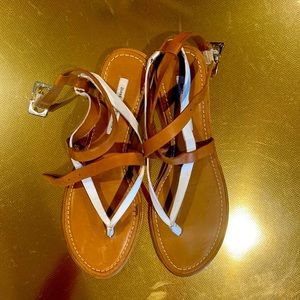 DVF Tan & White Sandals - Size 10